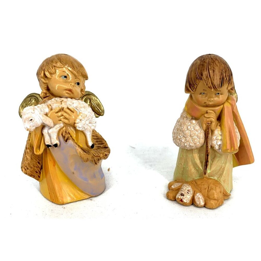 Fontanini Simonetti Italy Christmas Angel Cherub Figurines 4” Lot of 2 Vtg 1988